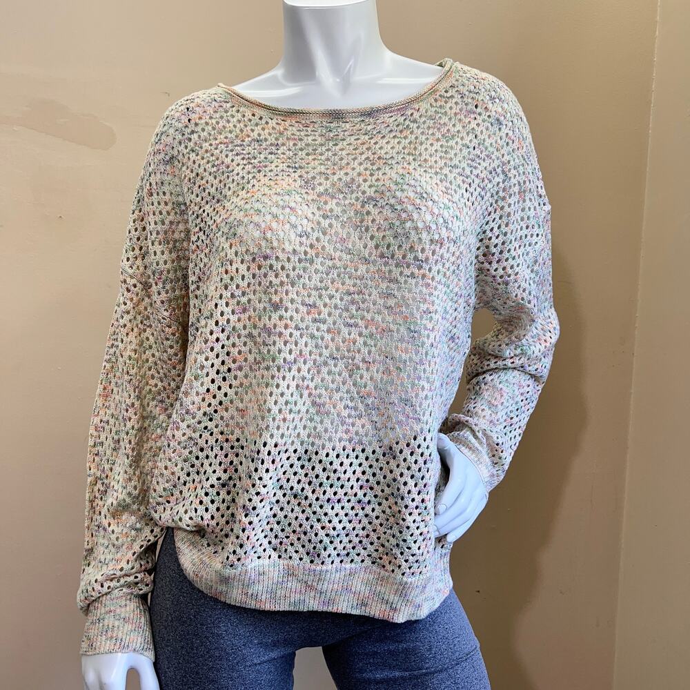 John Paul Richard Sweater Womens Multicolor Open Knit Long Sleeve Size 2XL